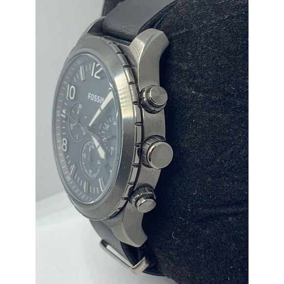Fossil CH3069 Men Black Leather Analog Gray Dial Quartz Genuine Wrist Watch NA35 - Picture 3 of 11